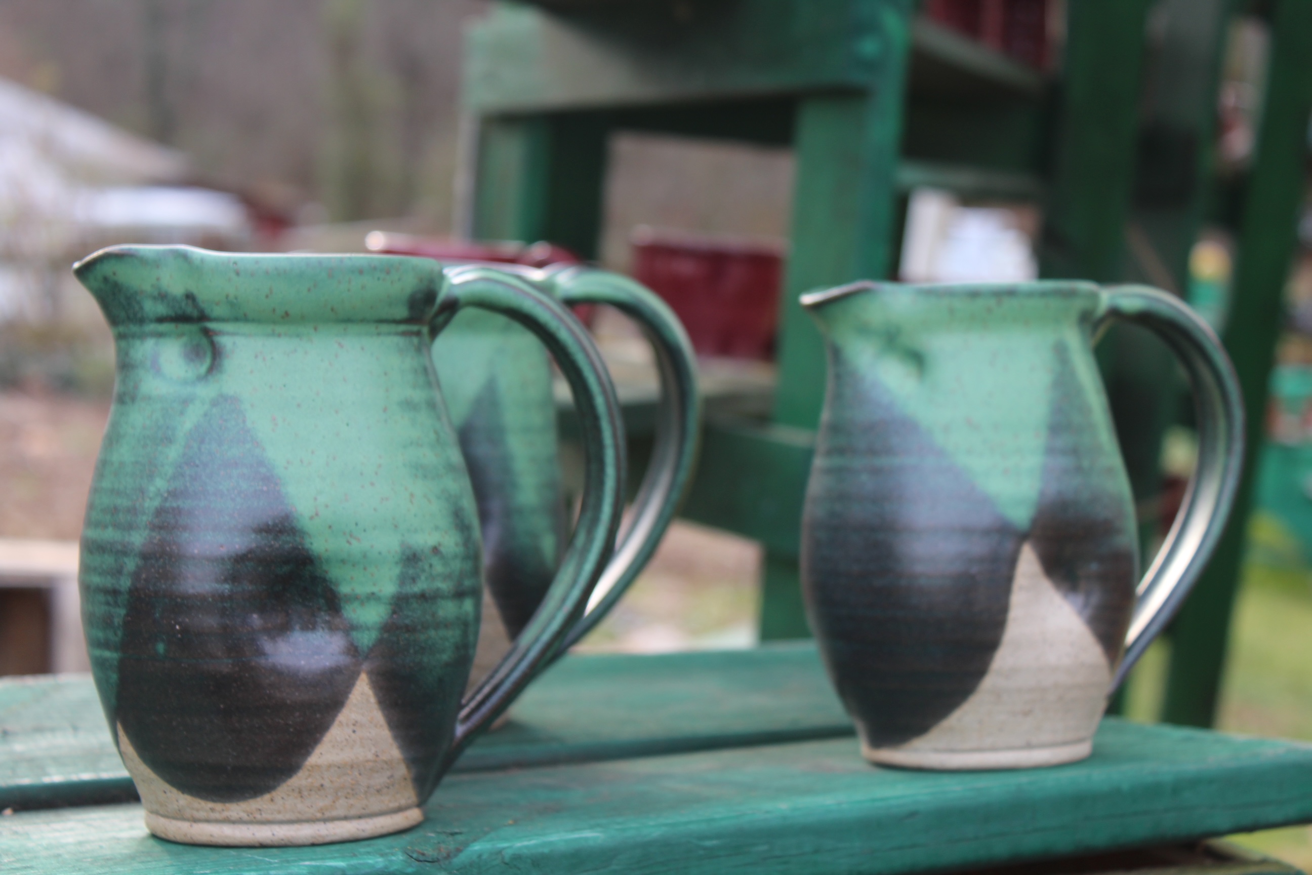 Winter Green Scalloped Dimple Pitcher